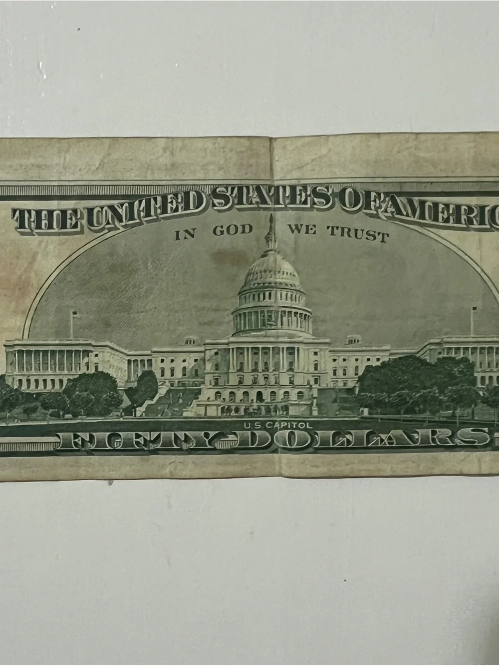 1996 50 dollar bill with cut edge Error